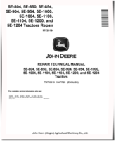 John Deere 5E-1000, 5E-1004, 5E-1100, 5E-1104, 5E-1200, 5E-1204, 5E-804, 5E-850, 5E-854, 5E-904 and 5E-954 China Tractors (from MY18) Repair Manual (TM703919)