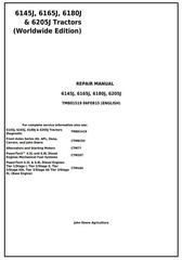 TM801519 - John Deere 6145J, 6165J, 6180J & 6205J (Worldwide Edition) Tractors Service Repair Manual