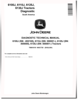 John Deere 6100J (SN. up to 002165), 6110J, 6125J (SN. up to 500000) and 6130J Tractors Diagnostic Manual (TM801819)