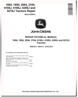 John Deere 1654, 1854, 2054, 2104 China Tractors, 6165J, 6185J, 6205J and 6210J Tractors (Asia) Repair Manual (TM802319)