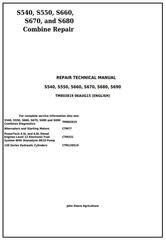 TM803819 - John Deere S540, S550, S660, S670, S680, S690 Combines Service Repair Technical Manual
