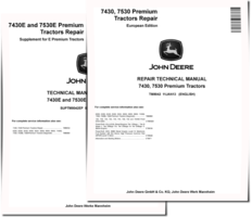 John Deere 7430, 7430E, 7530 and 7530E Premium Tractors (European Edition) set of Repair Manuals (TM8042)