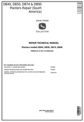 TM804219 - John Deere DB40, DB50, DB74, DB90 South American Planters Service Repair Technical Manual
