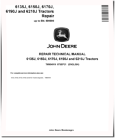 John Deere 6135J, 6150J, 6170J, 6190J and 6210J Tractors (SN. up to 599999) Repair Manual (TM804919)
