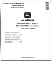 John Deere 6230 Premium, 6330 Premium and 6430 Premium Tractors (North American Edition) Repair Manual (TM8079)