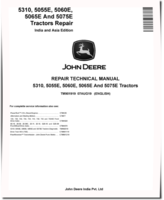 John Deere 5055E, 5060E, 5065E, 5075E and 5310 Tractors (India, Asia) Repair Manual (TM901919)