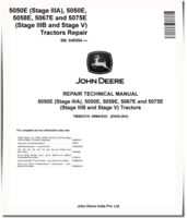 John Deere 5050E (Stage IIIA), 5058E, 5067E, 5075E (Stage IIIB and Stage V) Tractors (SN. from 045554) Repair Manual (TM902319)