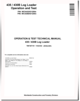 John Deere 435 and TimberJack 430B Knuckleboom Trailer Mount Log Loaders Operation and Test Manual (TMF387151)