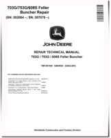 John Deere 703G, 753G and TimberJack 608S Tracked Feller Bunchers Repair Manual (TMF387449)