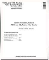 John Deere 753GL and TimberJack 608L Tracked Feller Bunchers Repair Manual (TMF387451)