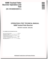 Timberjack 608B (PIN: WC608BX005014-) Tracked Feller Bunchers Operation and Test Manual (TMF387519)