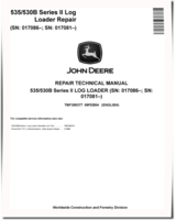 John Deere 535 (SN: 017086-) and TimberJack 530B (SN: 017081-) Knuckleboom Trailer Mount Log Loaders Repair Manual (TMF389377)