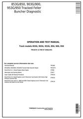 TM10274 - John Deere 853G/850, 903G/900, 953G/950 Tracked Feller Buncher Diagnostic Service Manual