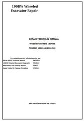 TM10543 - John Deere 190DW Wheeled Excavator Service Repair Technical Manual