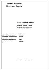 TM10545 - John Deere 220DW Wheeled Excavator Service Repair Technical Manual