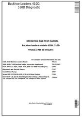TM1512 - John Deere Backhoe Loaders 410D, 510D Diagnostic, Operation and Test Service Manual
