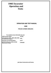 TM1539 - John Deere 190E Excavator Diagnostic, Operation and Test Manual