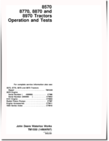 John Deere 8570, 8770, 8870 and 8970 4WD Articulated Tractors Operation and Test Manual (tm1550)