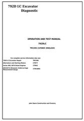 TM1595 - John Deere 792D LC Excavator Diagnostic, Operation and Test Service Manual