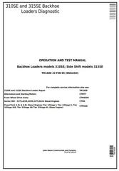 TM1608 - John Deere 310SE Backhoe, 315SE Side Shift Loaders Diagnostic, Operation&Test Service Manual