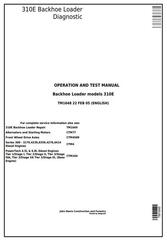 TM1648 - John Deere 310E Backhoe Loader Diagnostic, Operation and Test Service Manual