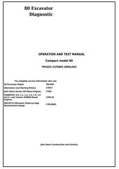 TM1655 - John Deere 80 Midi Excavator Diagnostic, Operation and Test Service Manual