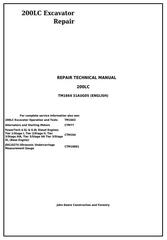 TM1664 - John Deere 200LC Excavator Service Repair Manual