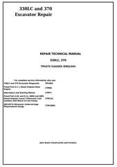TM1670 - John Deere 330LC and 370 Excavator Service Repair Technical Manual