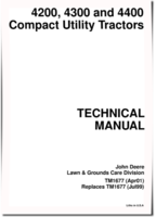 John Deere 4200, 4300 and 4400 Compact Utility Tractors Technical Manual (tm1677)