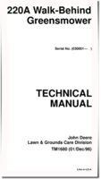 John Deere 220A (SN: 030001-) Walk-Behind Greens Mowers Technical Manual (tm1680)