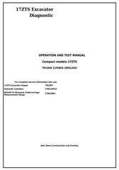 TM1896 - John Deere 17ZTS Compact Excavator Diagnostic, Operation and Test Service Manual