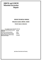 TM2287 - John Deere 180CW and 210CW Wheeled Excavator Service Repair Manual