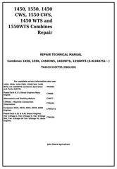 TM4910 - John Deere 1450, 1550, 1450CWS, 1550CWS, 1450WTS and 1550WTS Combines Repair Service Manual
