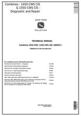 TM800019 - John Deere 1450CWS, 1550CWS (SN.060063-) CIS Combines Diagnostic & Repair Technical Manual