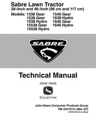 TMGX10131 - John Deere Sabre 1338, 1538, 15338, 1546, 1638, 1646 (GS/HS) Lawn Tractors () Technical Manual
