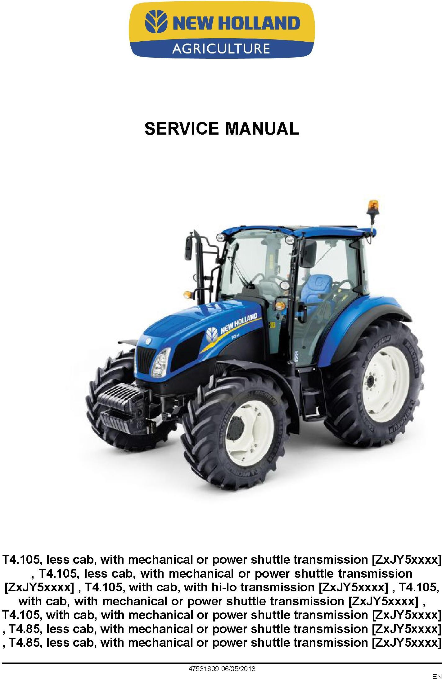 New Holland T4.85, T4.95, T4.105 Tractor Service Manual - 1