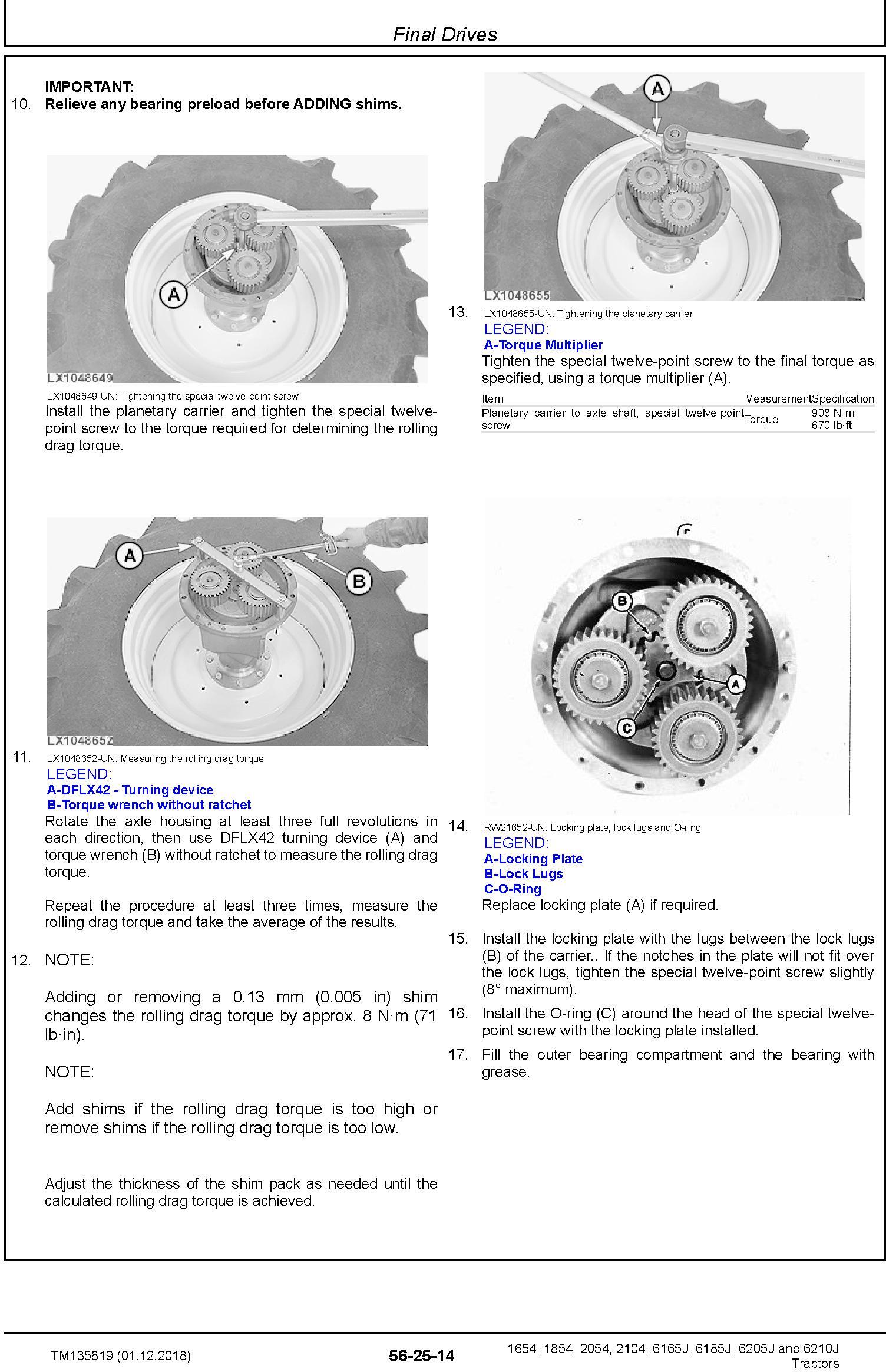 John Deere 6165J(6J-1654), 6185J(6J-1854), 6205J(6J-2054), 6210J(6J-2104) Tractors MY15 Repair Manual (TM135819) - 1