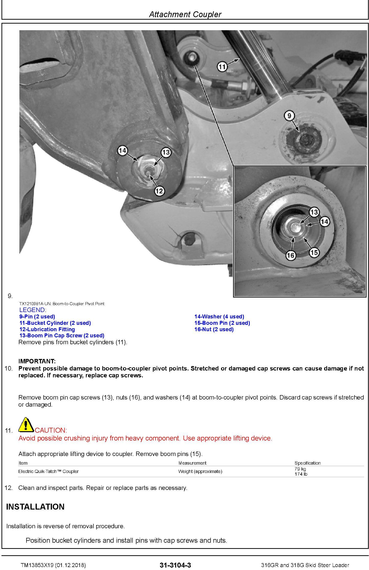 John Deere 316GR and 318G Skid Steer Loader Service Repair Manual (TM13853X19) - 2