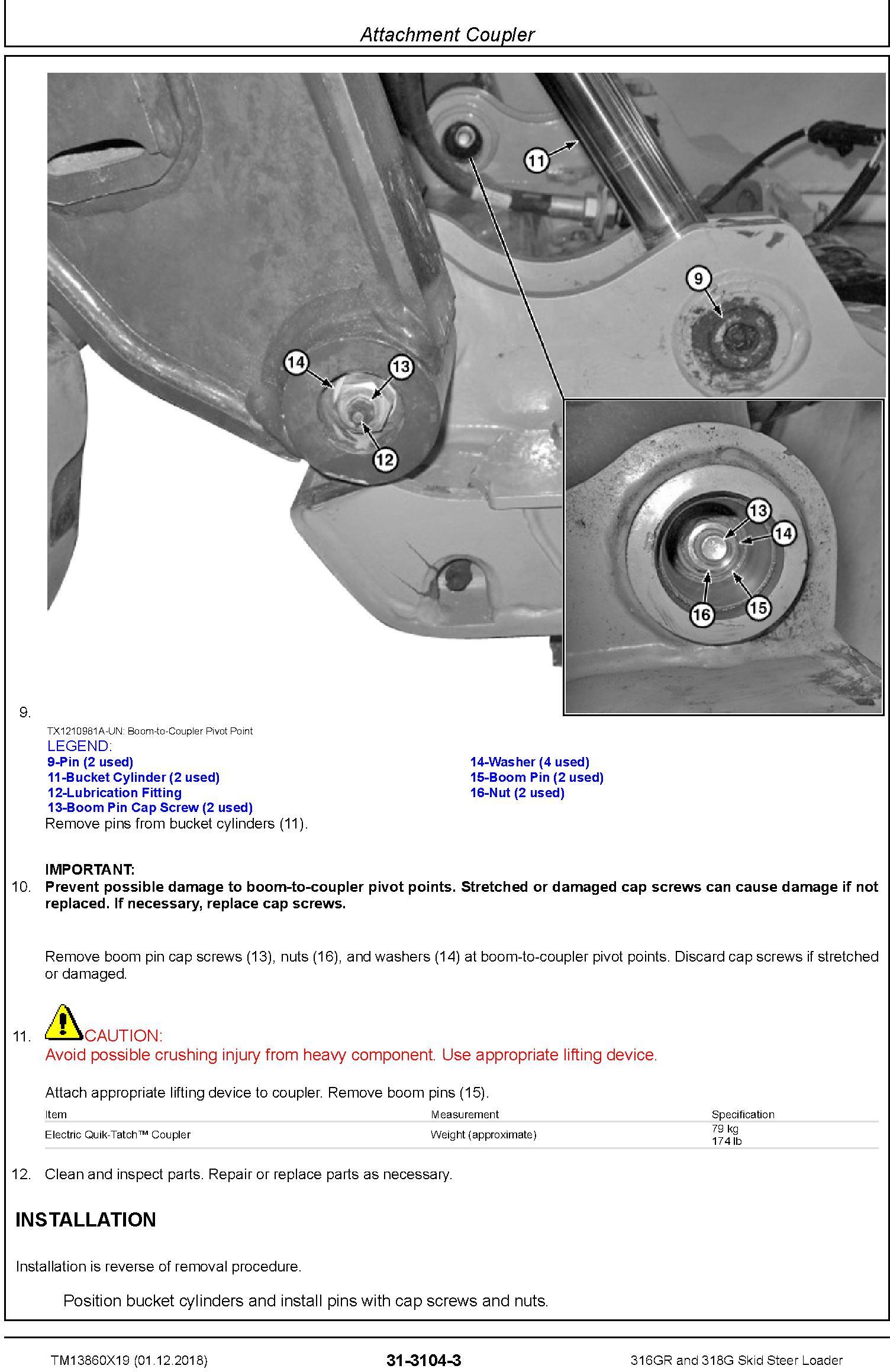 John Deere 316GR and 318G Skid Steer Loader Repair Service Manual (TM13860X19) - 3