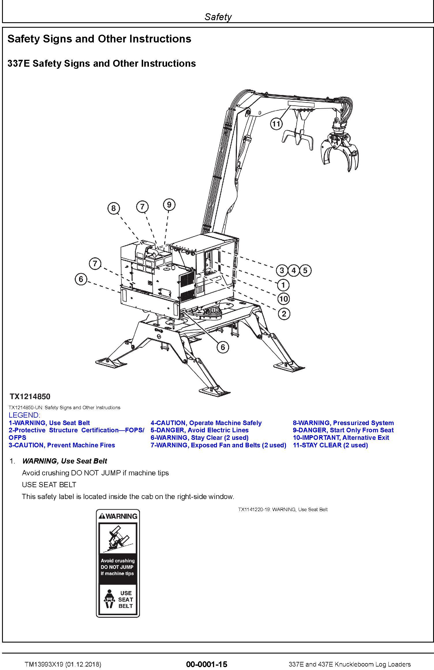 John Deere 337E, 437E (SN.F291461-) Knuckleboom Log Loaders Repair Manual (TM13993X19) - 1