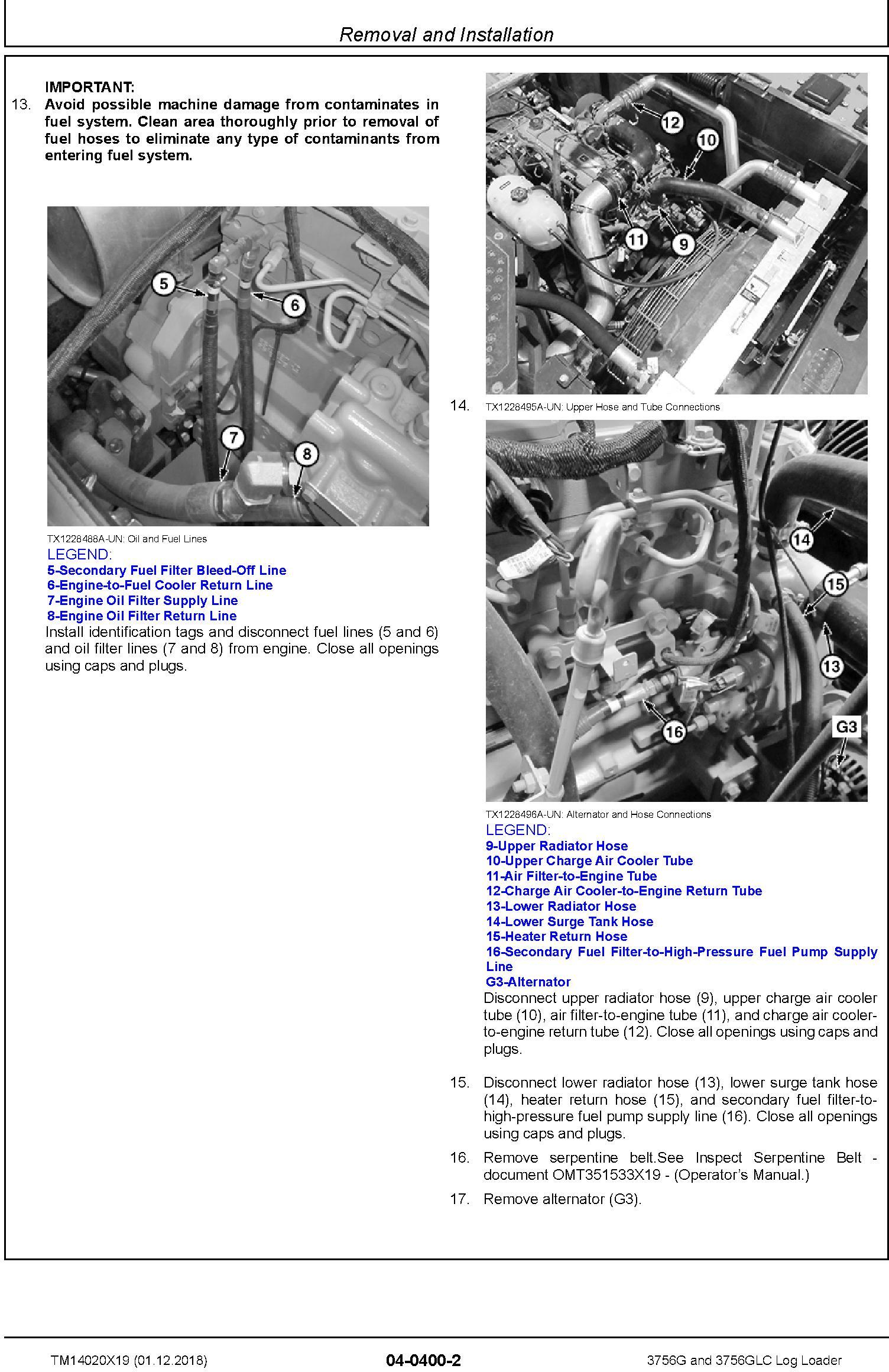 John Deere 3756G, 3756GLC (SN. D376001-) Log Loader Repair Technical Service Manual (TM14020X19) - 2