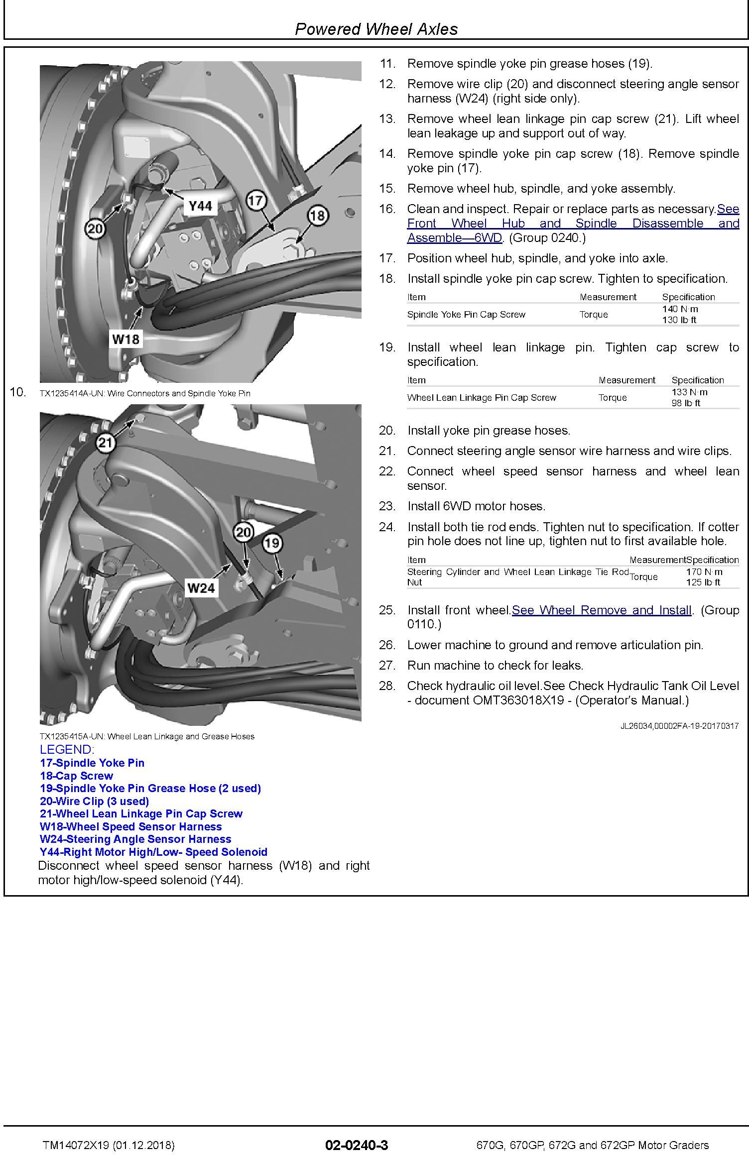 John Deere 670G, 670GP, 672G, 672GP (SN.F678818-680877) Motor Graders Repair Manual (TM14072X19) - 2