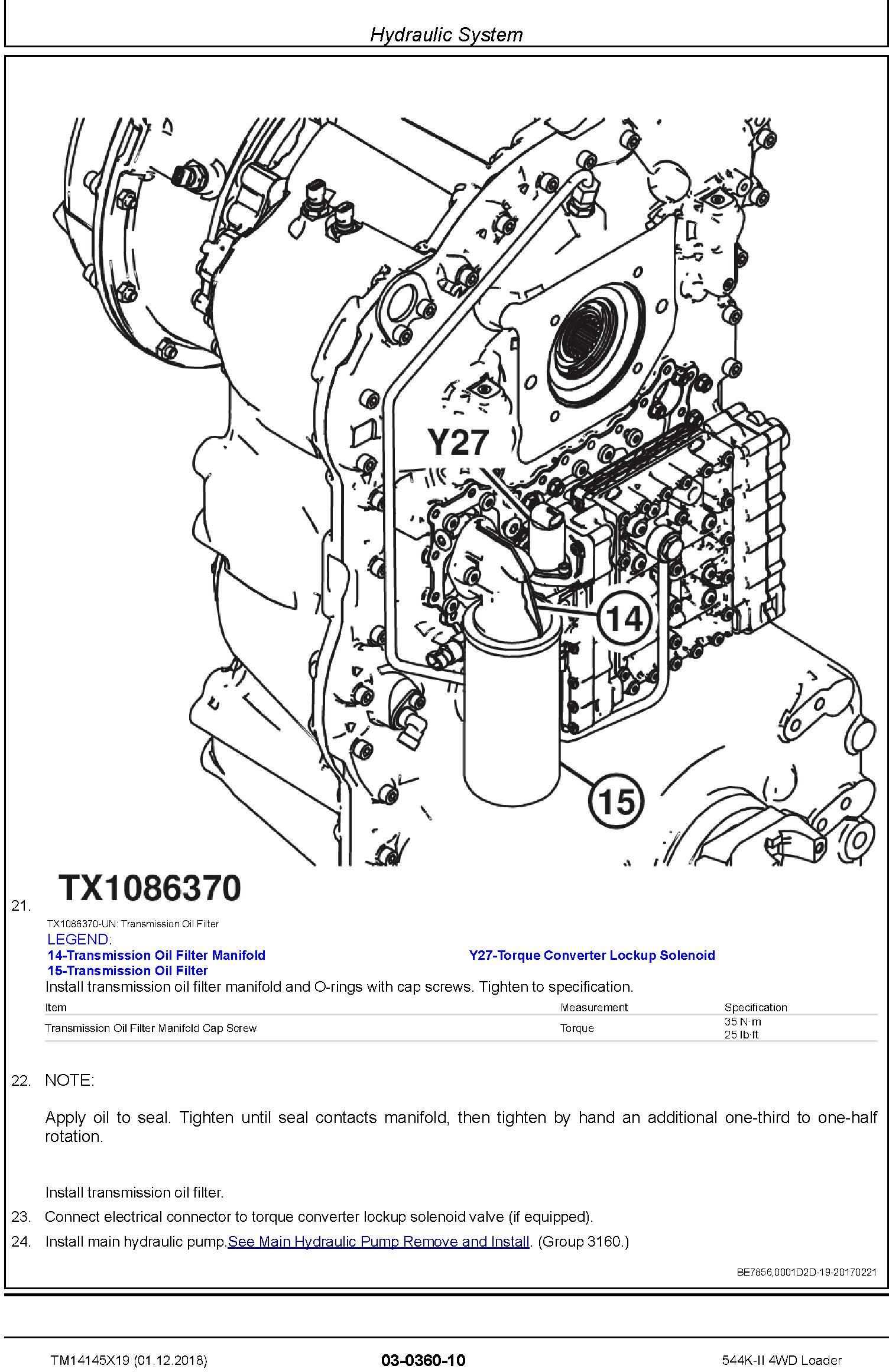 John Deere 544K-II (SN. D677549-) 4WD Loader Repair Technical Service Manual (TM14145X19) - 2