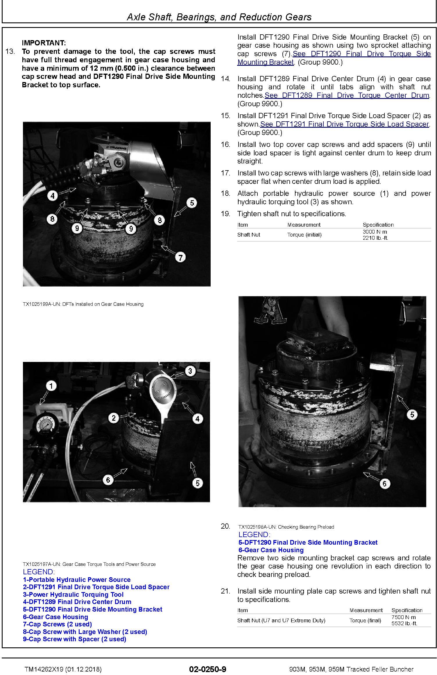 John Deere 903M, 953M, 959M (SN.F317982-,L317982-) Tracked Feller Buncher Repair Manual (TM14262X19) - 2