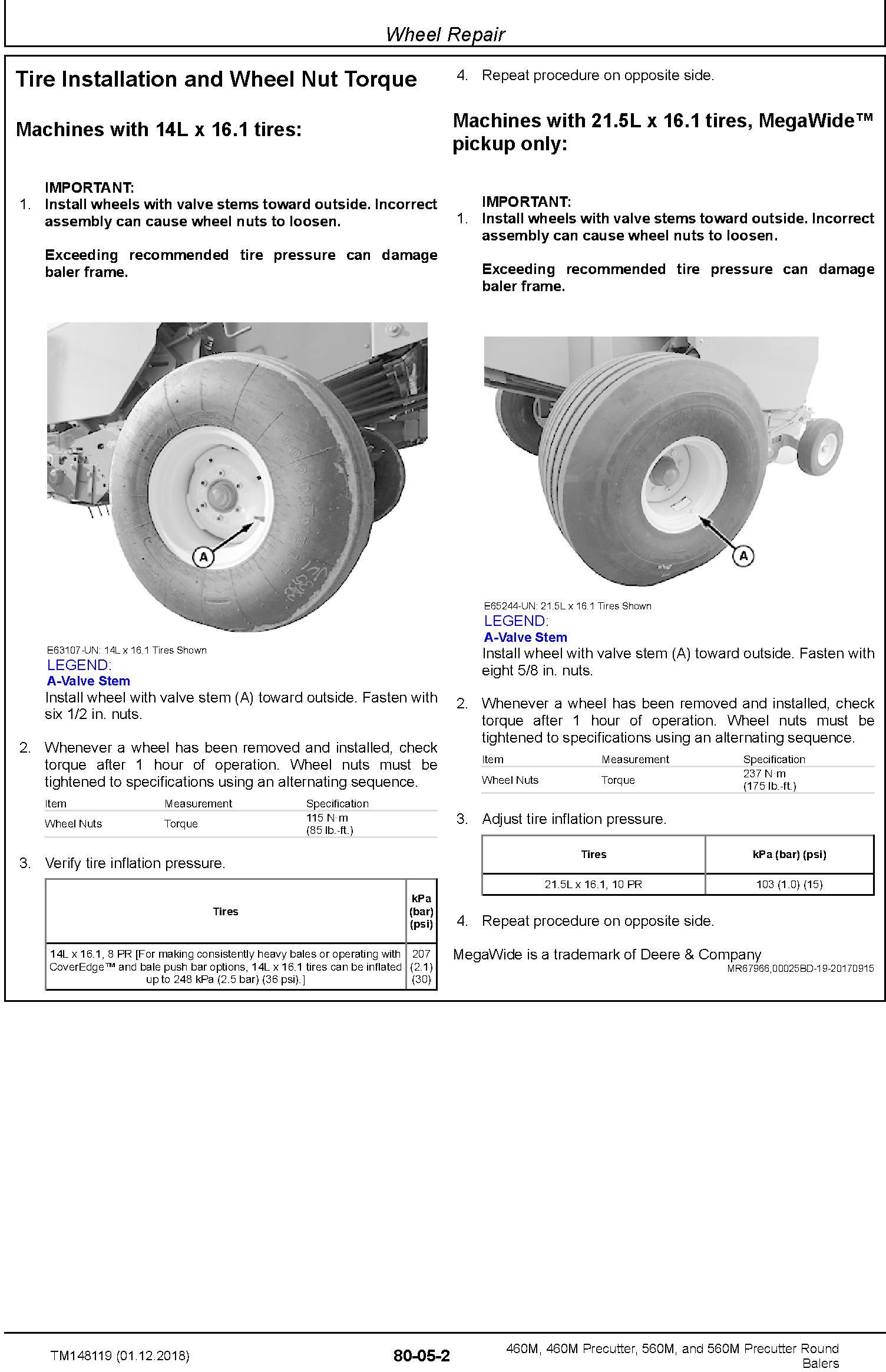John Deere 460M, 460M Precutter, 560M, and 560M Precutter Round Balers Technical Manual (TM148119) - 2