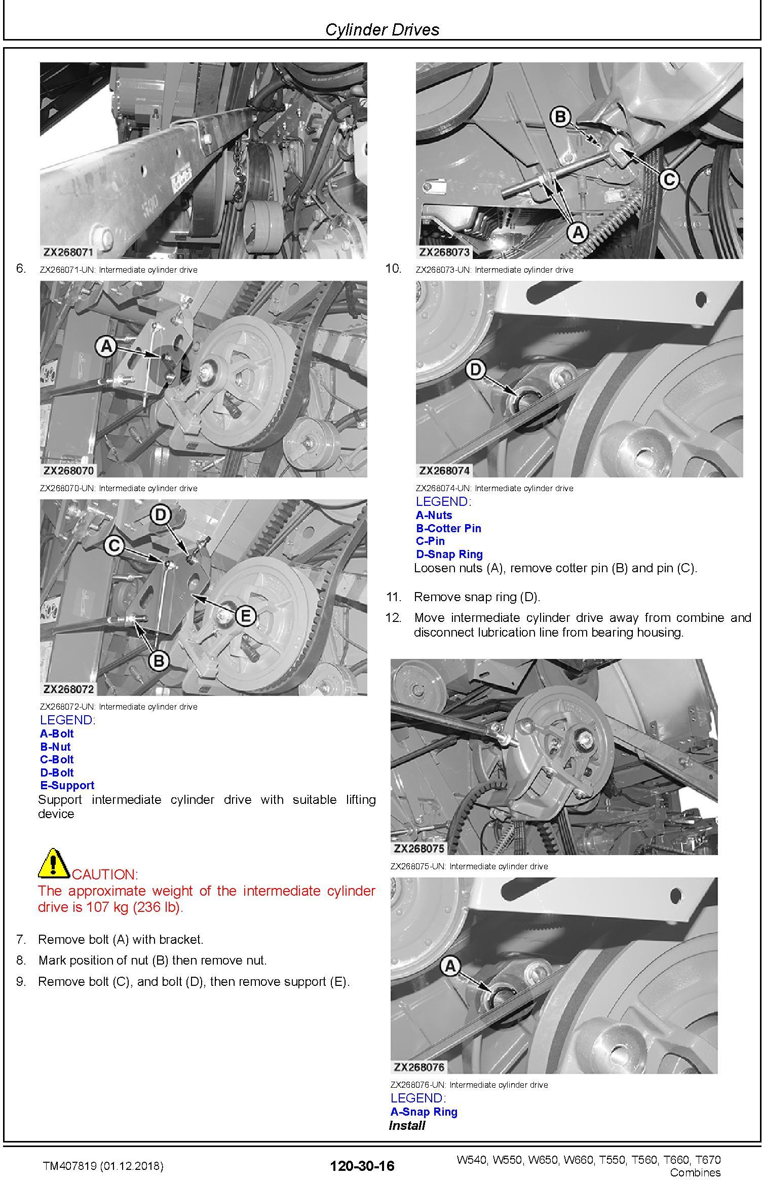  John Deere W540, W550, W650, W660, T550, T560, T660, T670 Combine Repair Technical Manual (TM407819) - 2