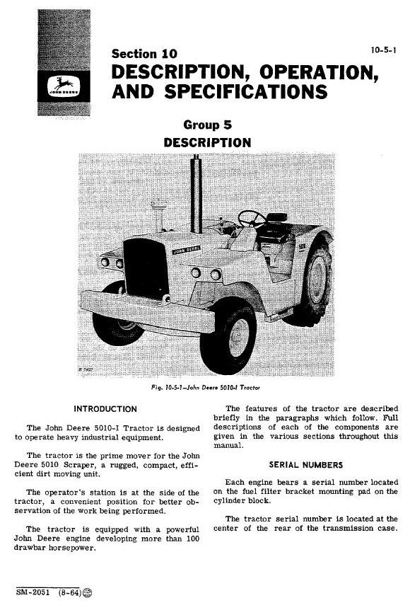 SM2051 - John Deere 5010, 5010i Tractors All Inclusive Technical Service Manual - 1