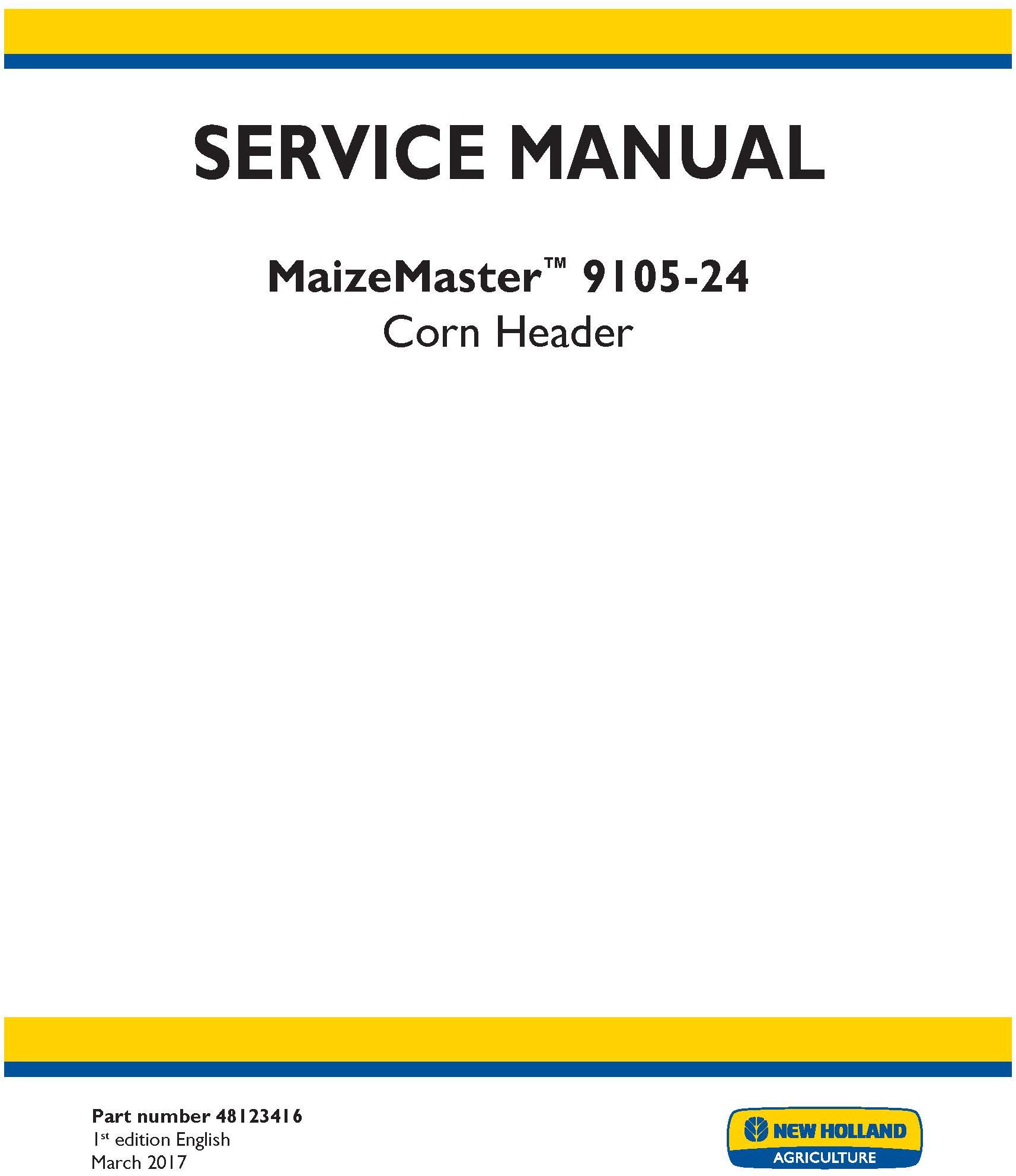 New Holland MaizeMaster 9105-24 Corn header Service Manual - 20047
