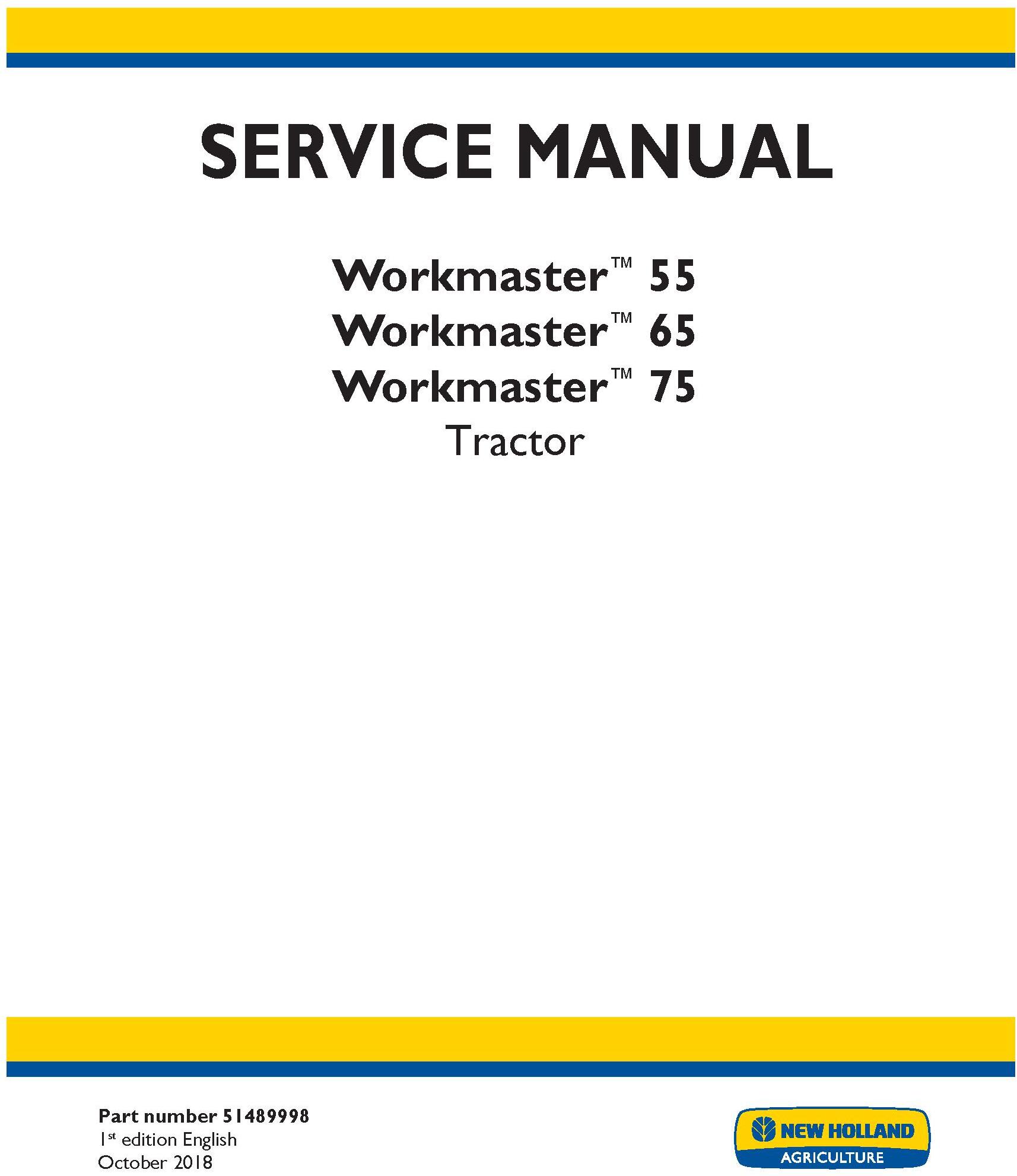 New Holland Workmaster 55, Workmaster 65, Workmaster 75 Tractor Service Manual - 19517