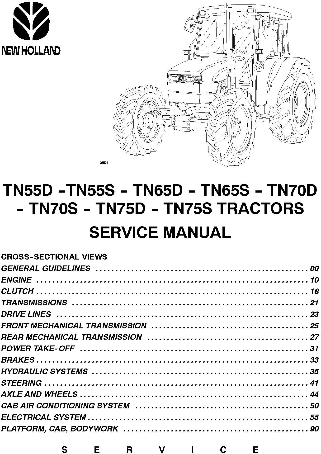 New Holland TN55D, TN55S, TN65D, TN65S, TN70D, TN70S, TN75D, TN75S Tractor Service Manual - 19535